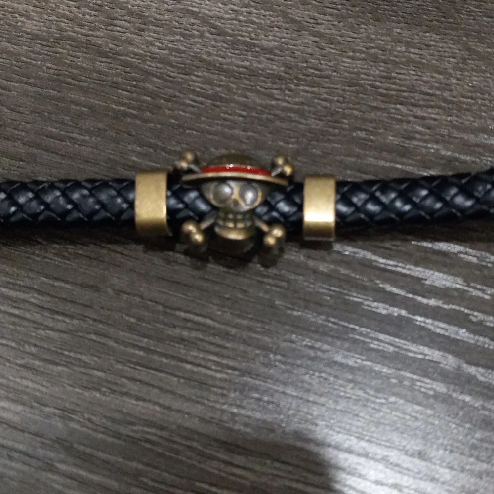 One Piece Anime Bracelet Luffy Skeleton Straw Hat Pirate Braided Wristband - Picture 5 of 8